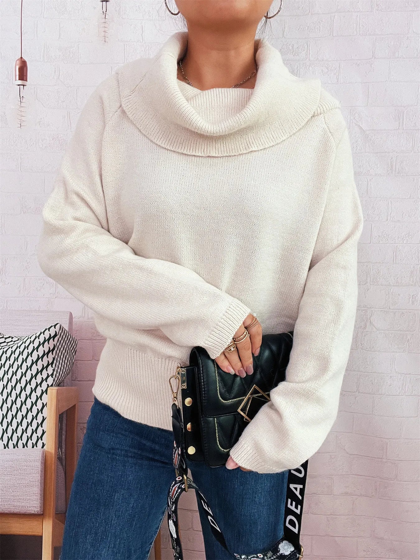 Striped Turtleneck Long Sleeve Sweater