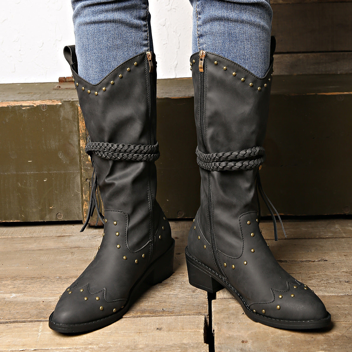 Retro Tassel Boots Knight Western Boots For Women