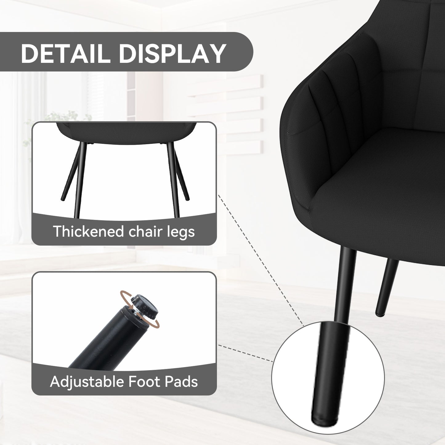 Modern curved backrest with armrests and padded seat