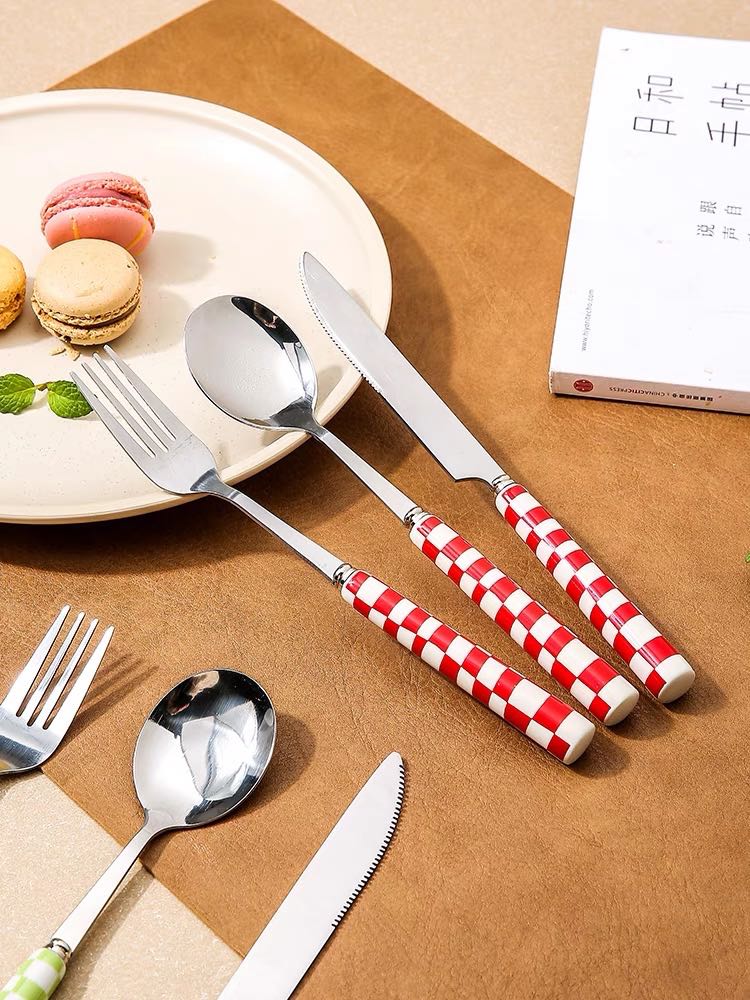 6 - Pack Modern Checkered Flatware Sets