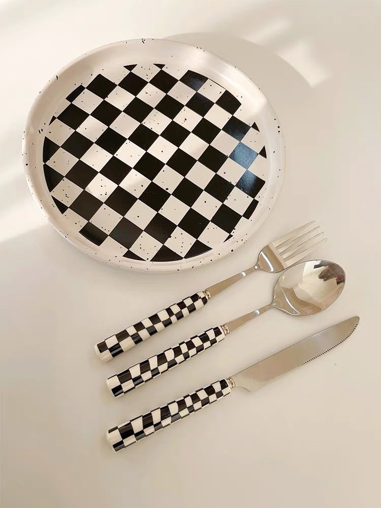 6 - Pack Modern Checkered Flatware Sets