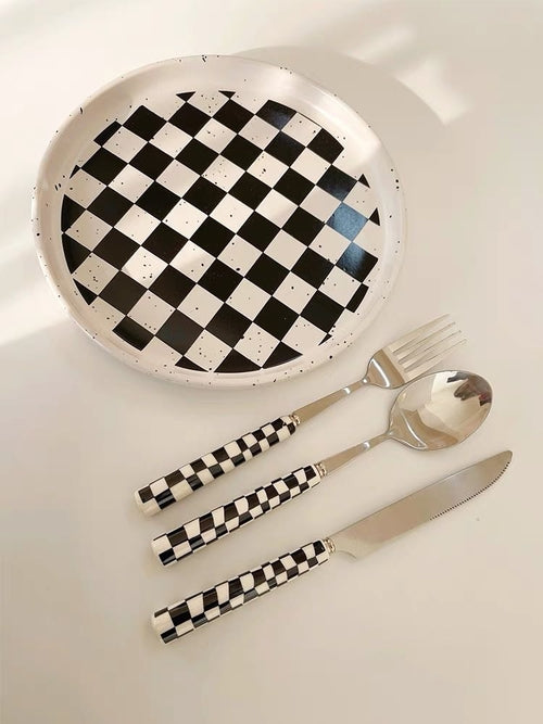 6 - Pack Modern Checkered Flatware Sets