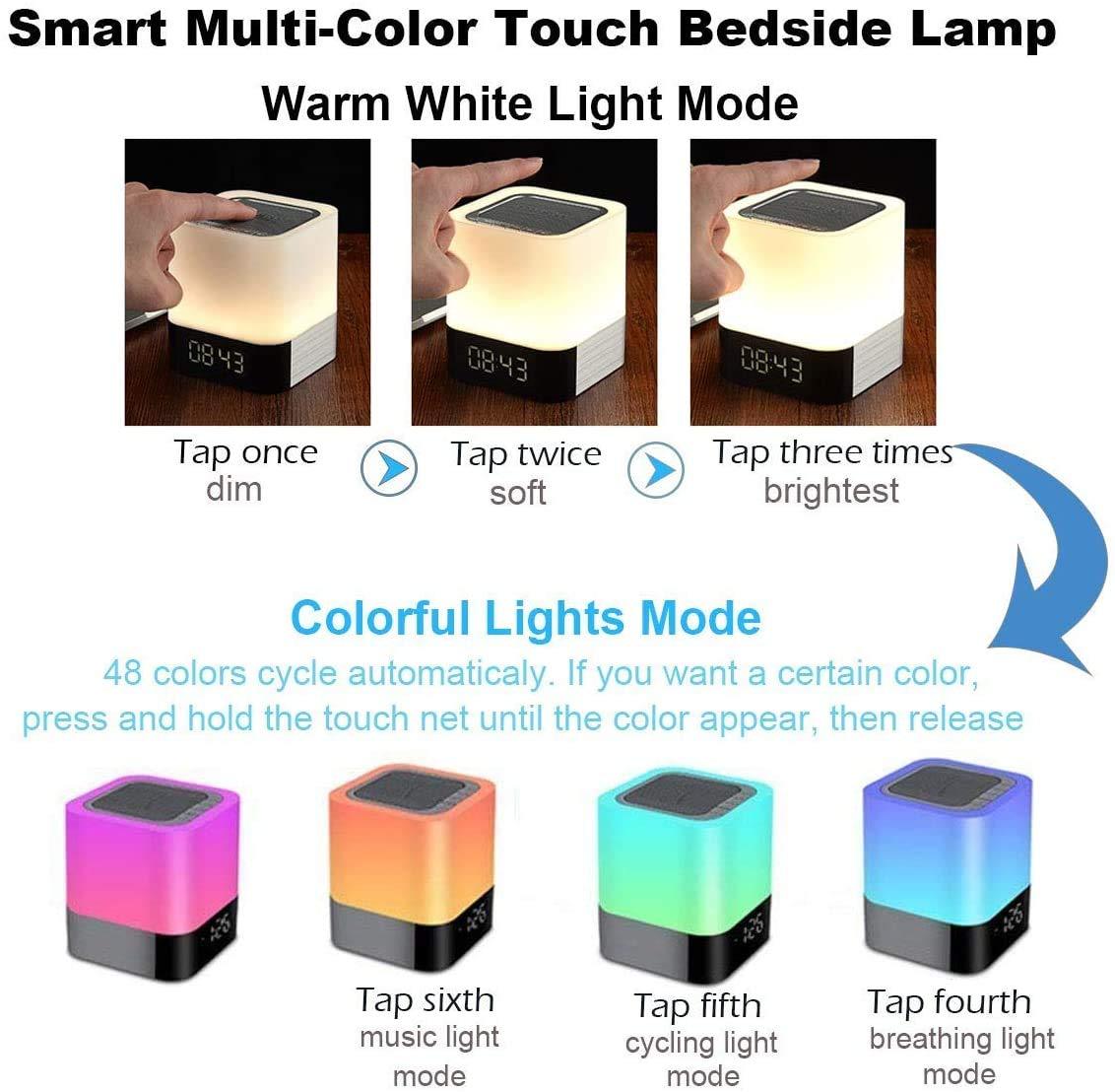 Alarm Clock Bluetooth Speaker LED Light Portable Desktop Audio