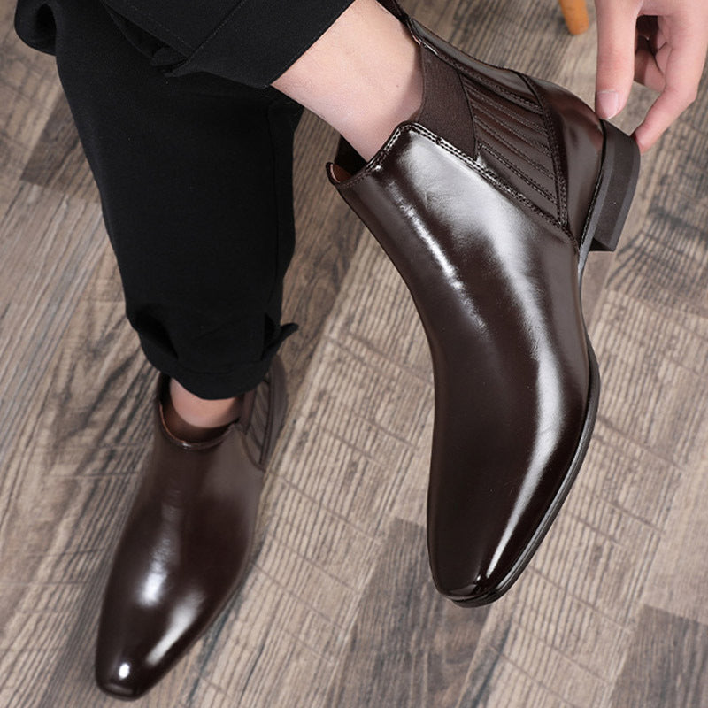 Pointed Toe Chelsea-style Boots For Men Fashion British Style Square