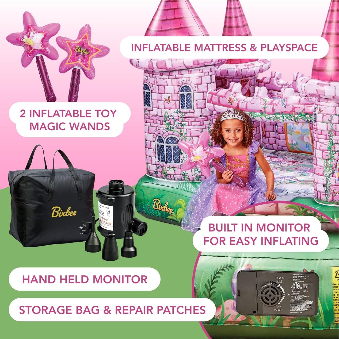 Pink Inflatable Princess Castle Playhouse for Toddlers