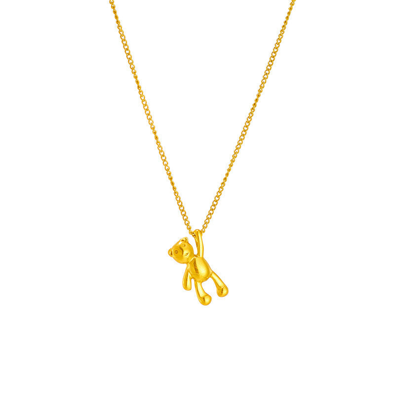 Cute Cartoon Three-dimensional Bear Necklace Titanium Chain