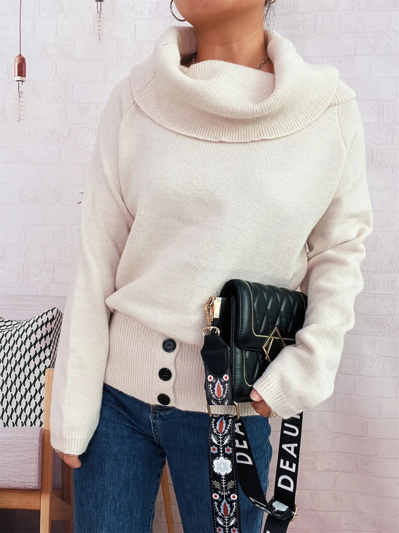 Striped Turtleneck Long Sleeve Sweater