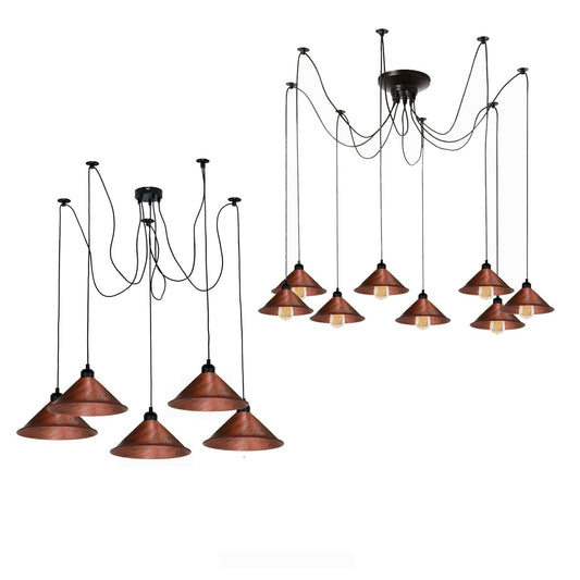 Modern Industrial Rustic Red Spider Metal Shade Hanging Light