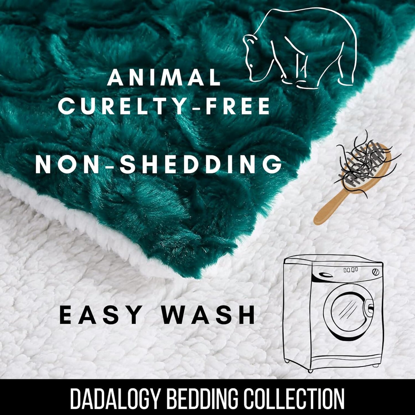 DaDa Bedding Mermaid Scales Emerald Green Blue w/ Sherpa Backside Faux