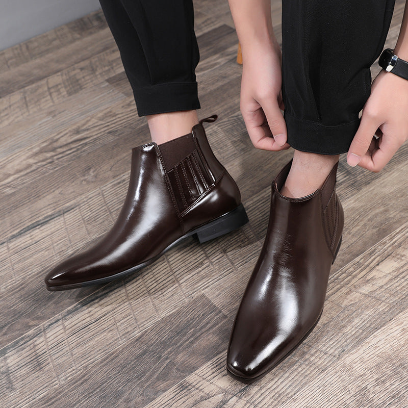 Pointed Toe Chelsea-style Boots For Men Fashion British Style Square