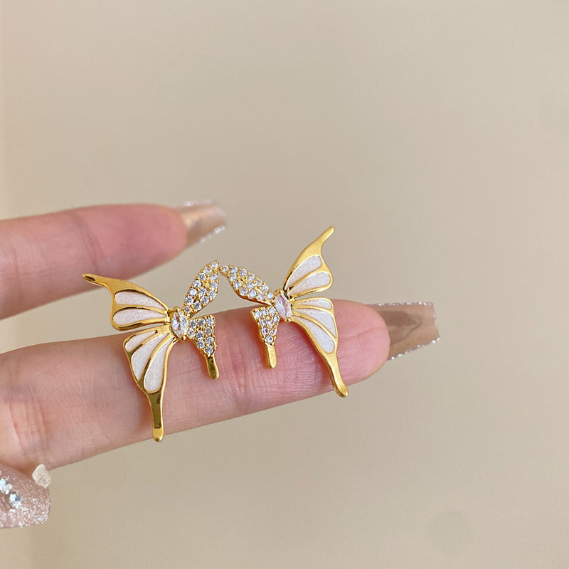 Fashion Jewelry Rhinestone Dripped Butterflies Stud Earrings Sweet