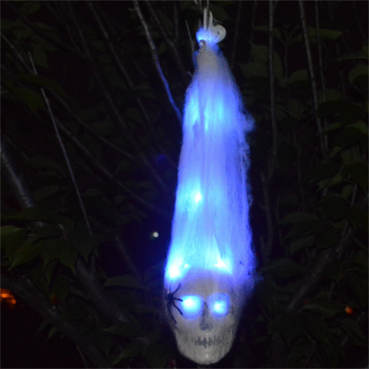 Spooky LED Light-Up Phantom Skull Web Mesh Ornament