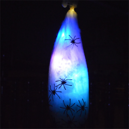 Spooky LED Light-Up Phantom Skull Web Mesh Ornament
