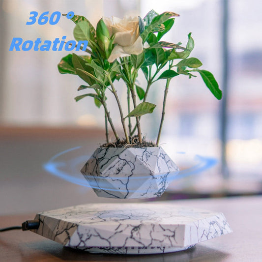 Levitating Plant Pot Marble Color Floating Planter Magnetic Levitation