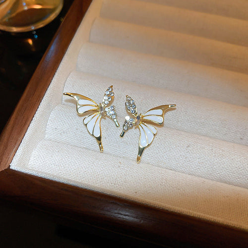 Fashion Jewelry Rhinestone Dripped Butterflies Stud Earrings Sweet
