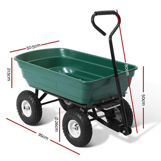 Gardeon Garden Cart Dump 270kg Hand Trailer Trolley Wagon Wheelbarrow