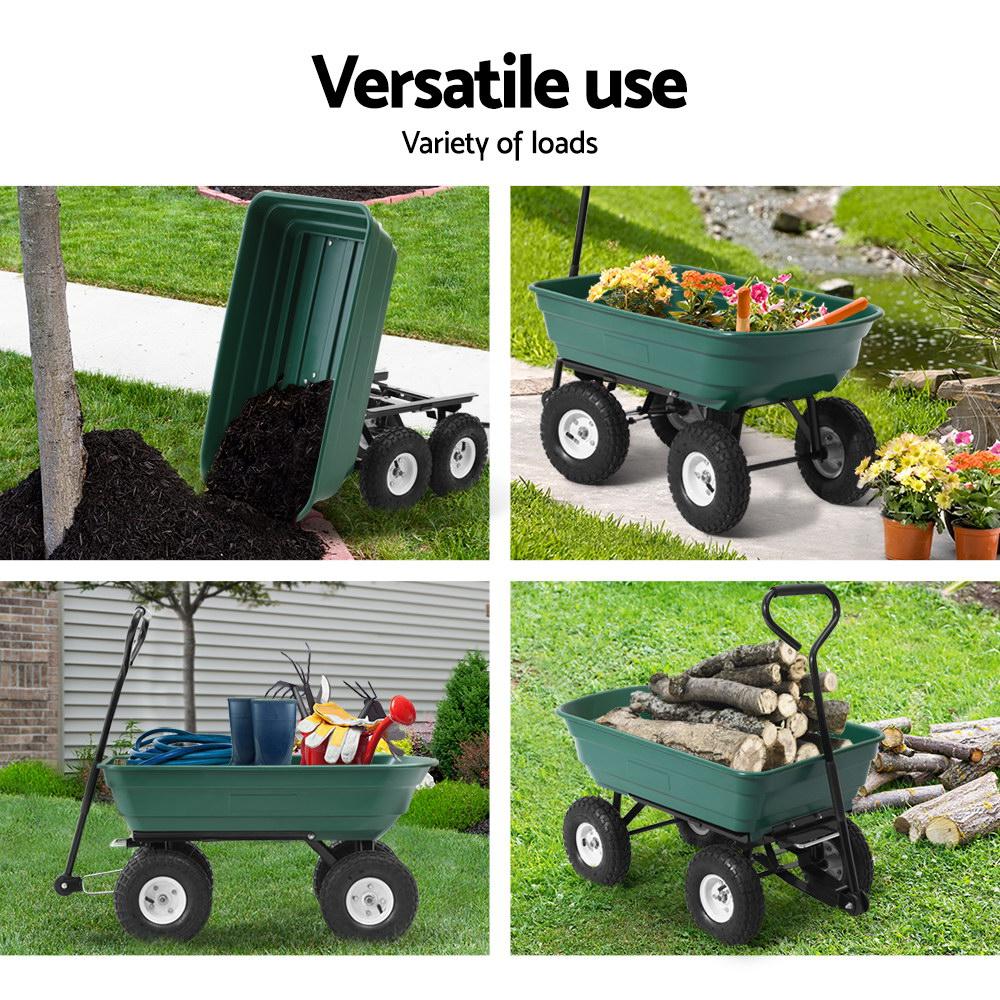 Gardeon Garden Cart Dump 270kg Hand Trailer Trolley Wagon Wheelbarrow