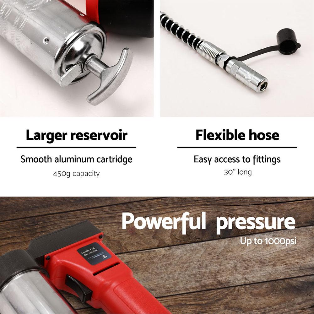 Giantz Grease Gun Cordless 20v 450g 9000PSI 76cm Hose Electric Battery