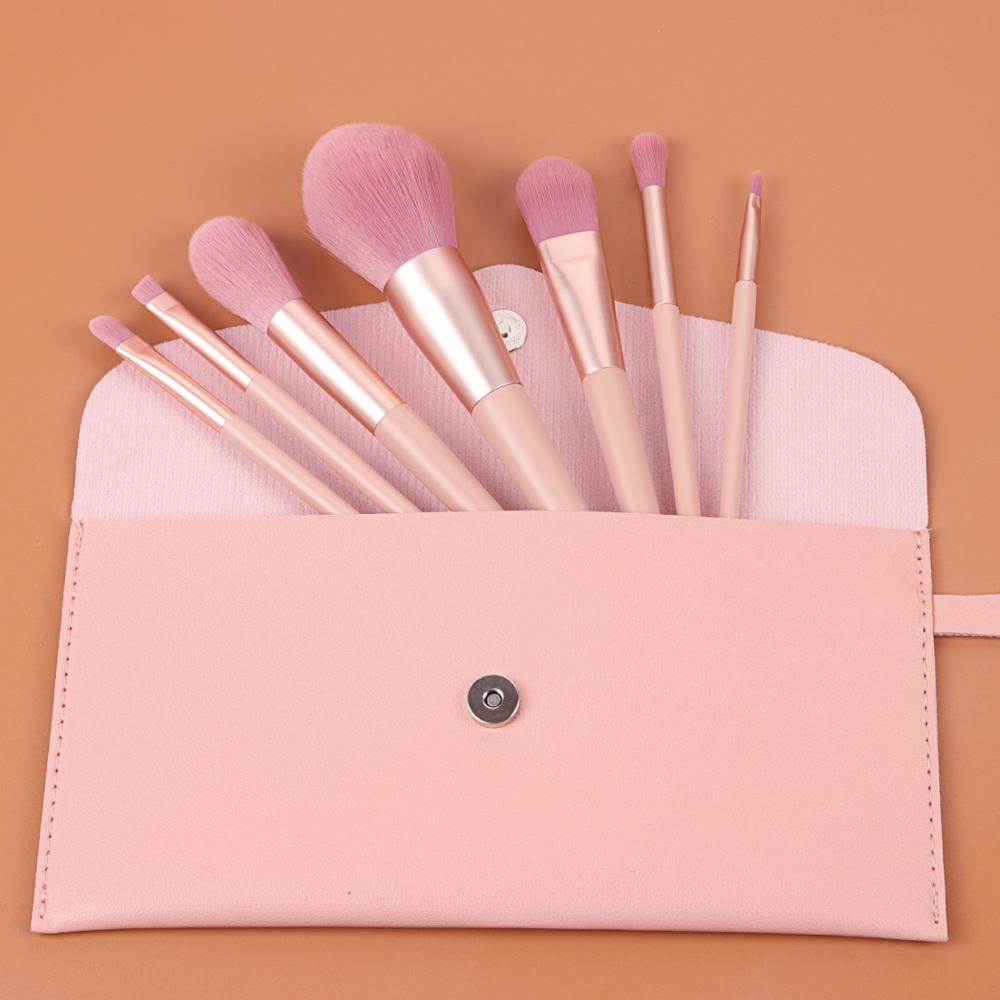 7pcs Nude Pink Makeup Brushes Kit Beauty Make Up Tool Loose Powder