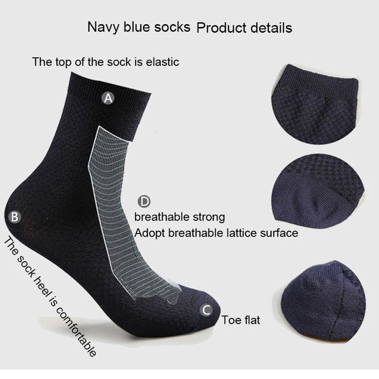 10 Pairs/Lot Men's Bamboo Fiber Socks 2023 New Compression Autumn Long