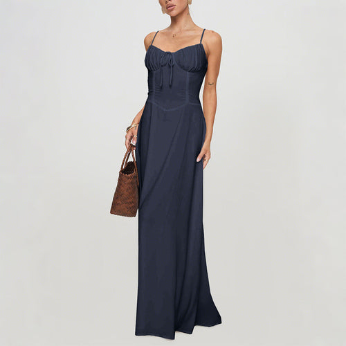 Elegant Evening Dress Short Sleeve Solid Color Dress Women Clothing