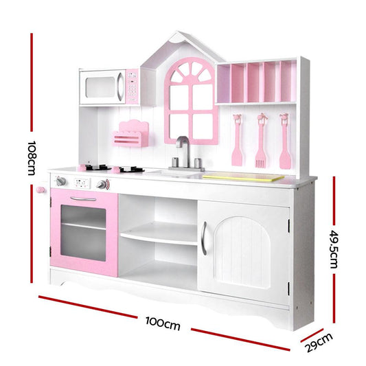 Kids Kitchen Play Set Wooden Pretend Toys Cooking Children