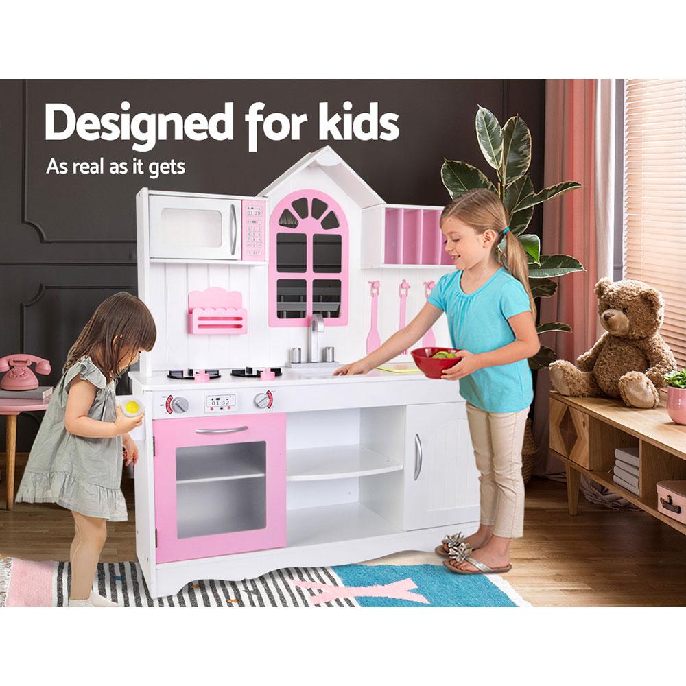 Kids Kitchen Play Set Wooden Pretend Toys Cooking Children