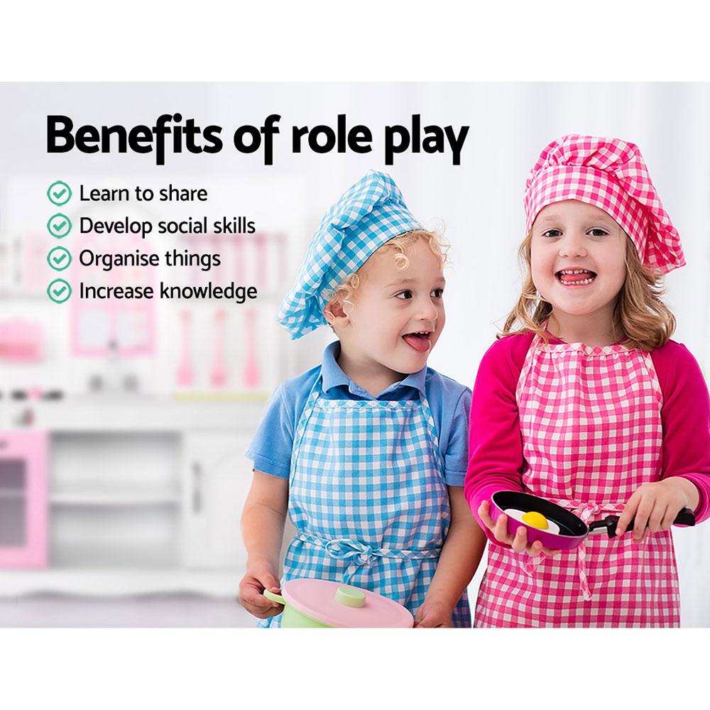 Kids Kitchen Play Set Wooden Pretend Toys Cooking Children