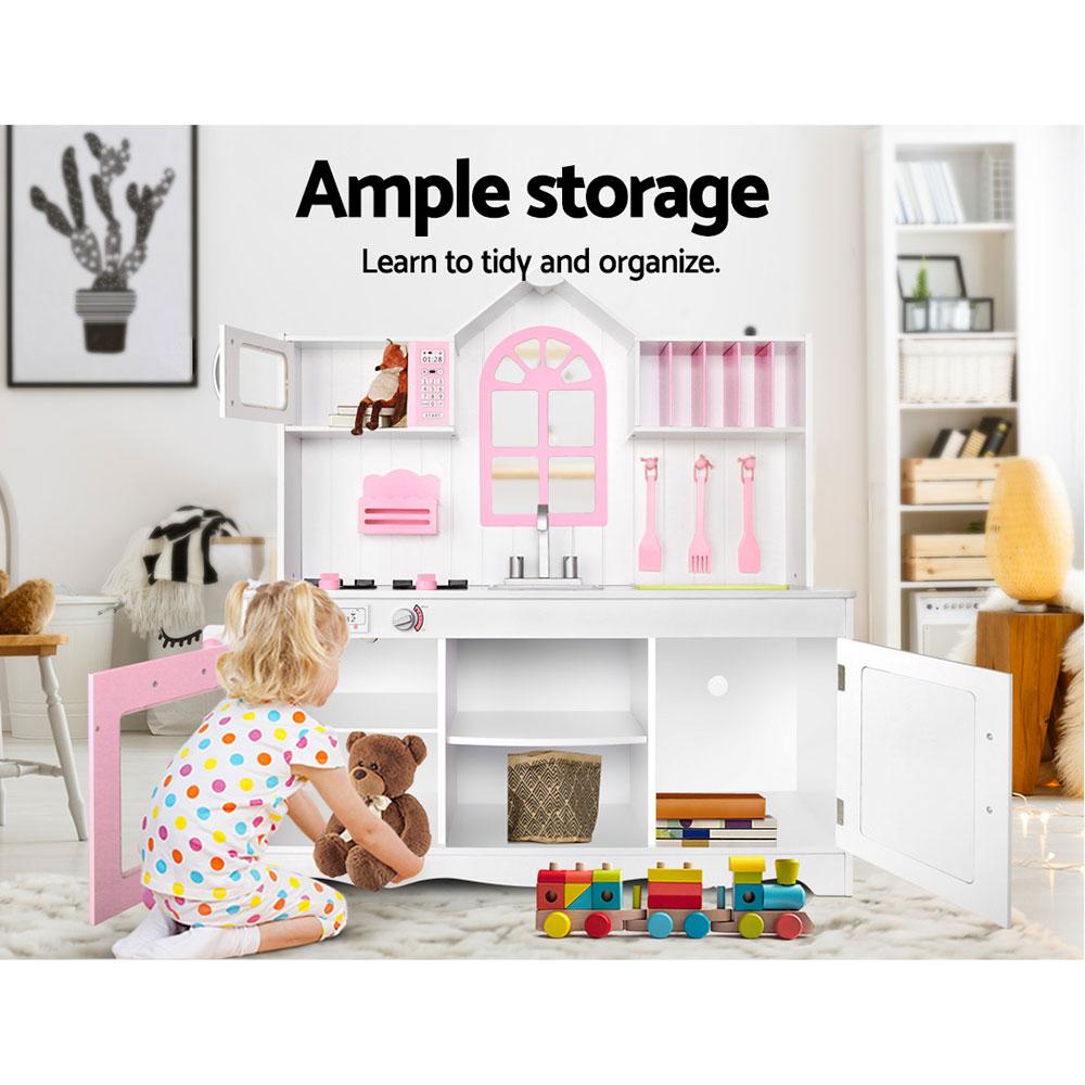 Kids Kitchen Play Set Wooden Pretend Toys Cooking Children