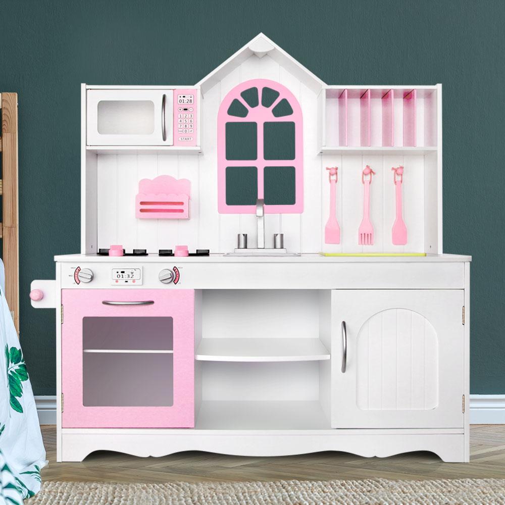 Kids Kitchen Play Set Wooden Pretend Toys Cooking Children