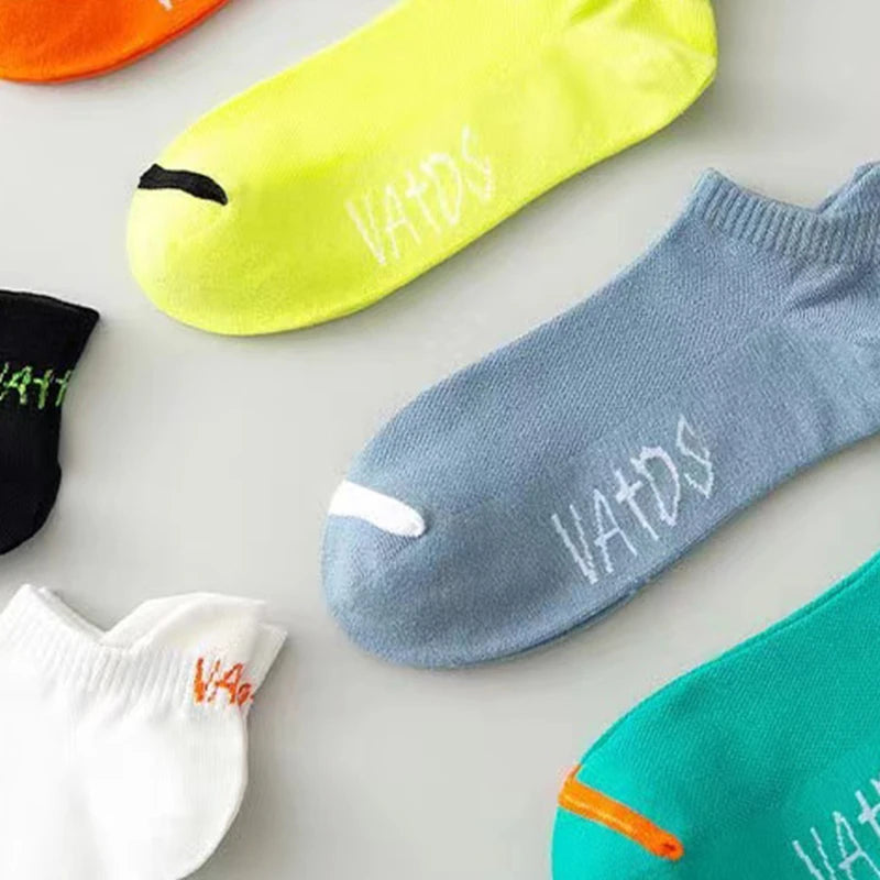 5 Pairs Men Bright Colored Ankle Socks Breathability Fashionable