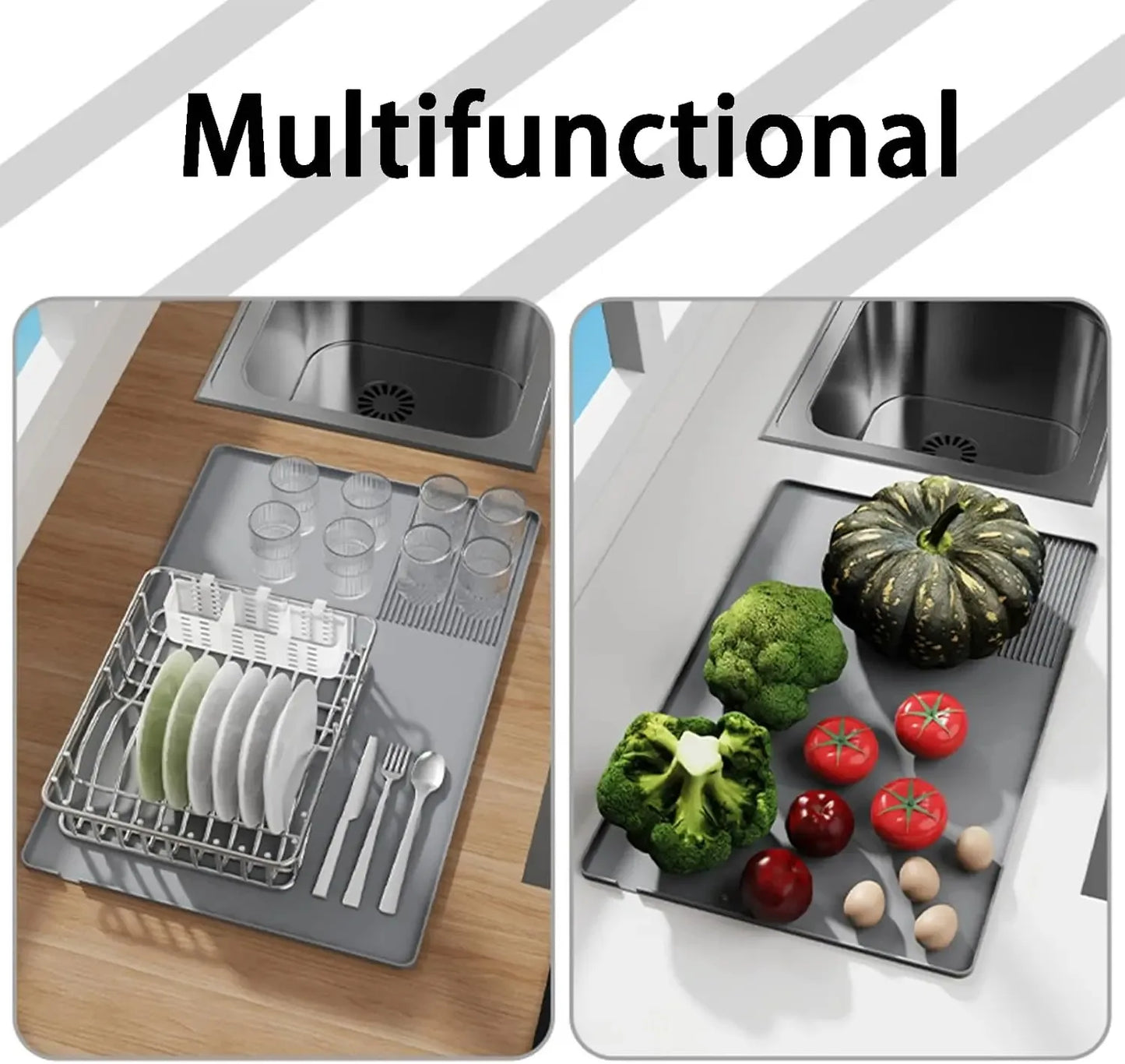 Coffee Machine Silicone Mat Tray Bar Fruits and vegetables Drain Pad