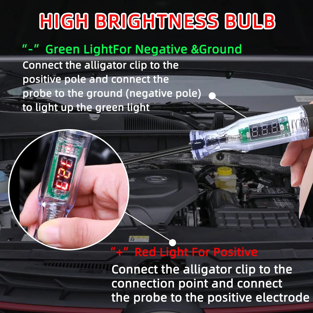 5V-120V Car Tester Pen Voltage Circuit Test DC Digital Display