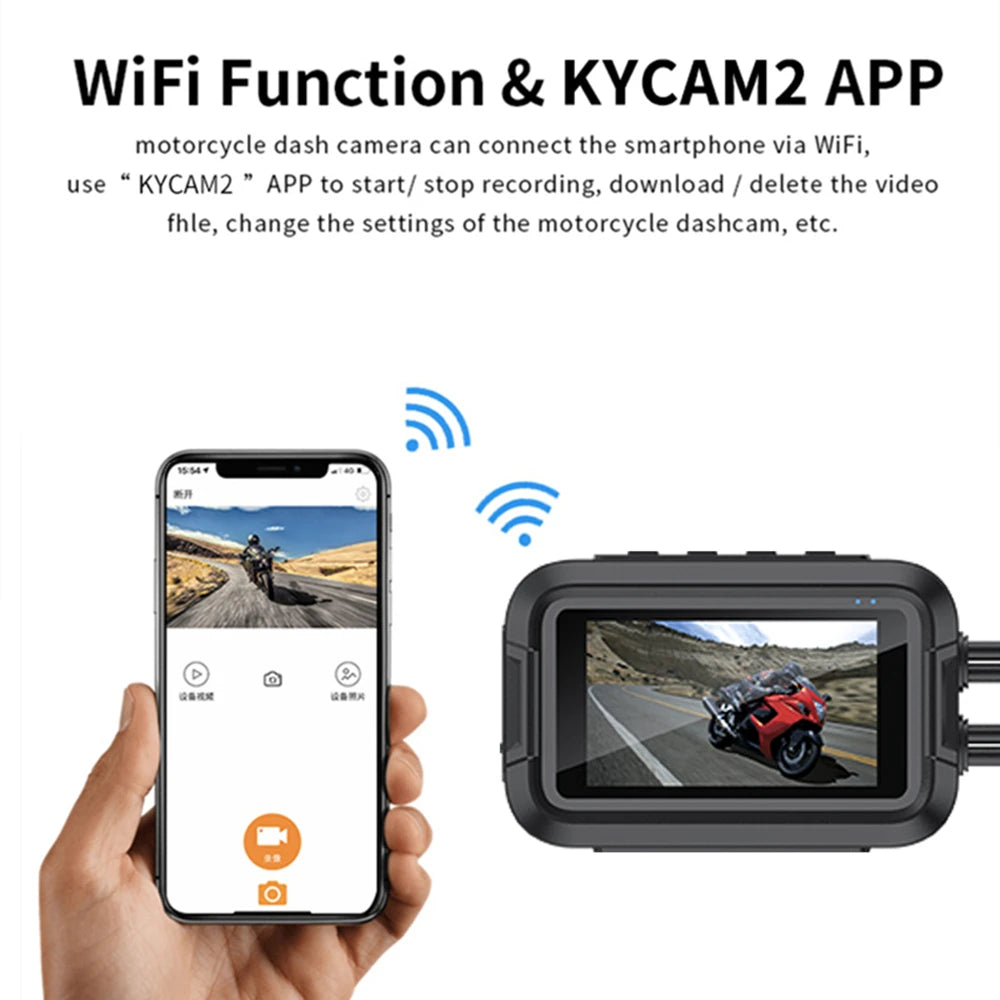 Dual 1080P Motorcycle DVR Full Body Waterproof Moto Camera WiFi GPS
