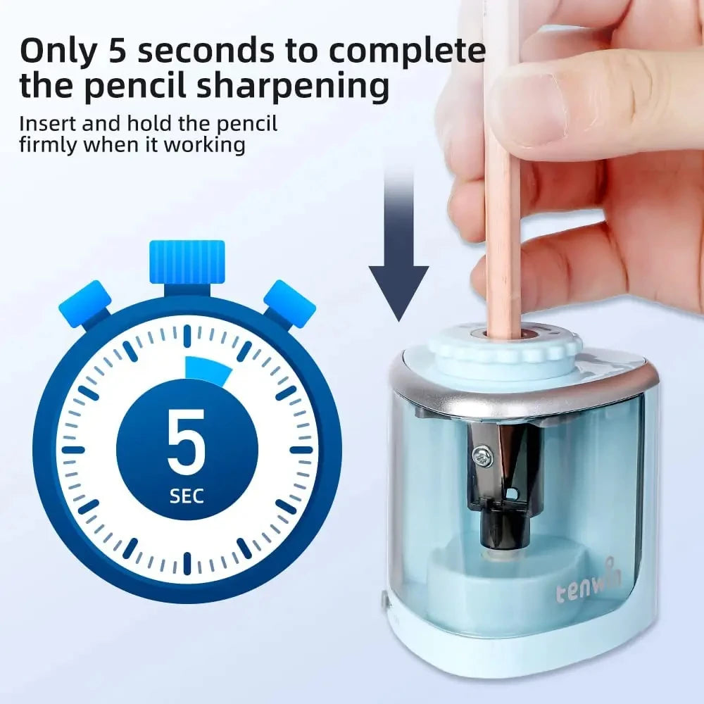 Tenwin Electric/Manual 2 in 1 Pencil Portable Sharpener Safe Student