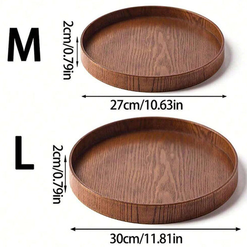 Round Wooden Serving Tray 21/27/30cm Wood Platte Decorative Tray for