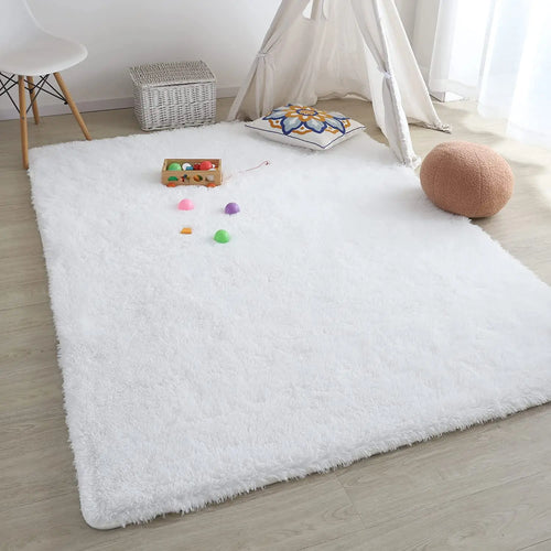 Plush Carpet Living Room Sofa Coffee Table Rug Green Pink Fluffy Soft