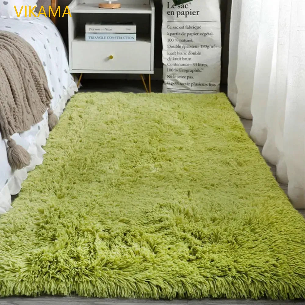 VIKAMA Simple Silk Wool Plush Carpet Bedroom Living Room Bed Blanket
