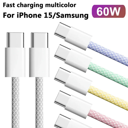 PD 60W USB-C To Type C Cable for IPhone 15 16 Pro Fast Charging Wire