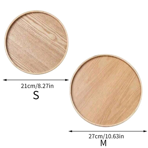 Round Wooden Serving Tray 21/27/30cm Wood Platte Decorative Tray for