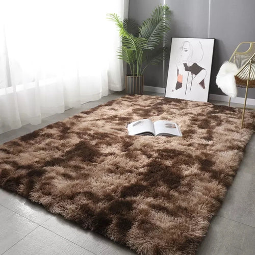 Plush Carpet Living Room Sofa Coffee Table Rug Green Pink Fluffy Soft