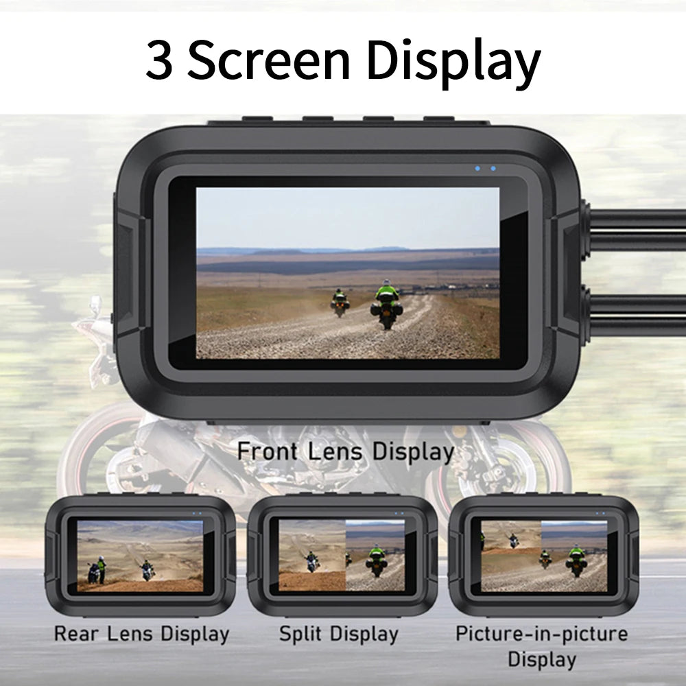 Dual 1080P Motorcycle DVR Full Body Waterproof Moto Camera WiFi GPS