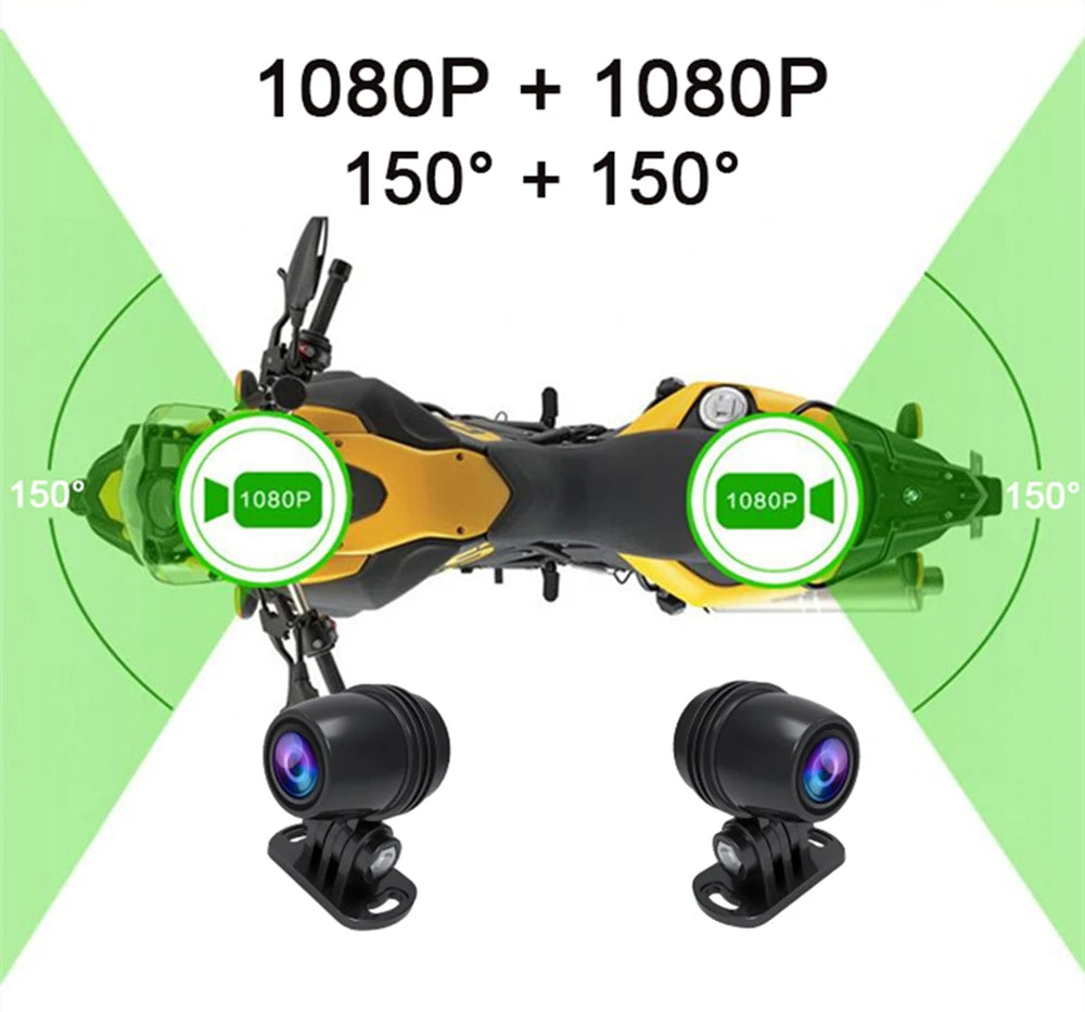Dual 1080P Motorcycle DVR Full Body Waterproof Moto Camera WiFi GPS