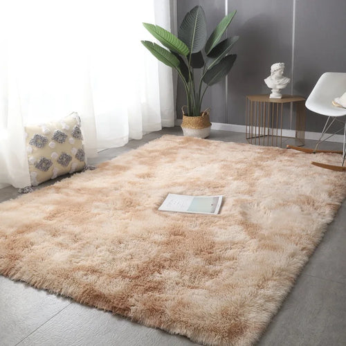 Plush Carpet Living Room Sofa Coffee Table Rug Green Pink Fluffy Soft