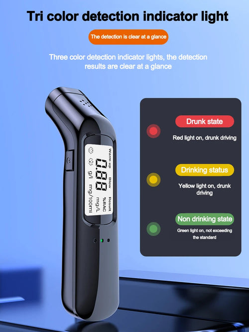 Portable Breathalyzer Professional Breath Alcohol Tester LCD Display