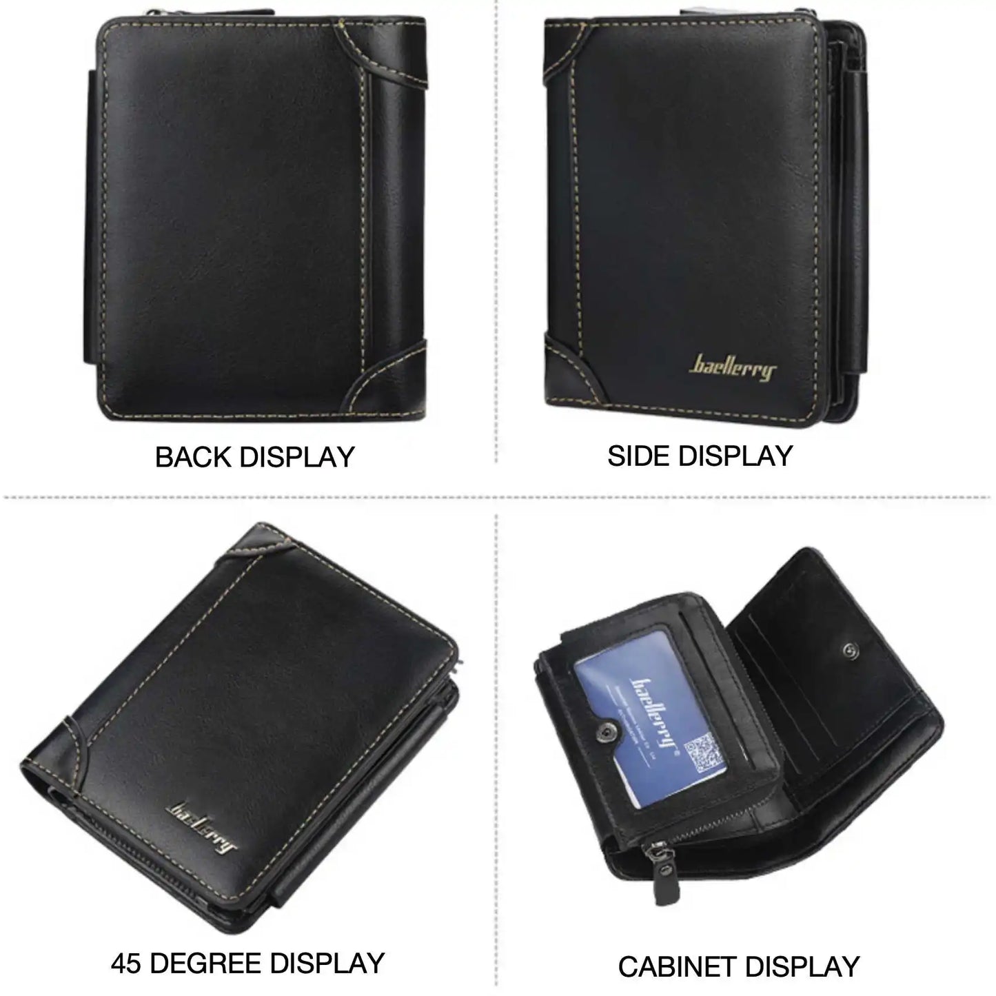 Multi-Card Triple Fold PU Leather Men's Short Wallet Large Capacity