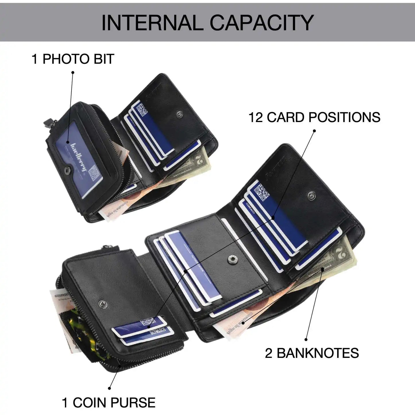 Multi-Card Triple Fold PU Leather Men's Short Wallet Large Capacity