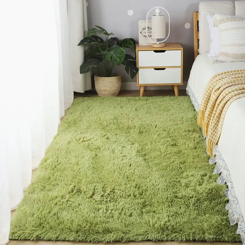 Plush Carpet Living Room Sofa Coffee Table Rug Green Pink Fluffy Soft