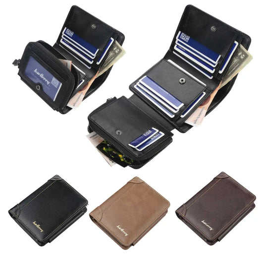 Multi-Card Triple Fold PU Leather Men's Short Wallet Large Capacity