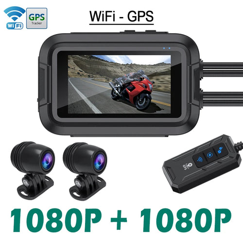 Dual 1080P Motorcycle DVR Full Body Waterproof Moto Camera WiFi GPS